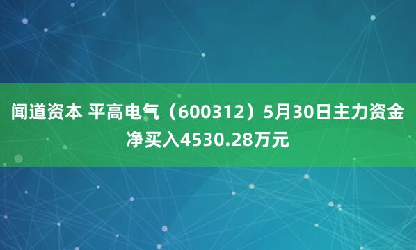 闻道资本 平高电气（600312）5月30日主力资金净买入4530.28万元