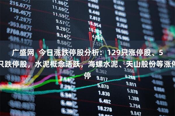 广盛网  今日涨跌停股分析：129只涨停股、5只跌停股，水泥概念活跃，海螺水泥、天山股份等涨停